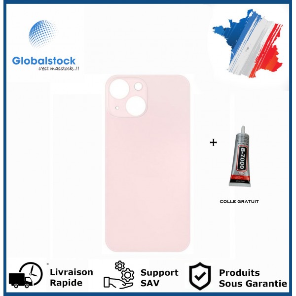 Vitre arrière iPhone 13 rose logo + ce
