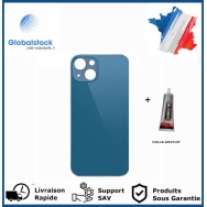 Vitre arrière iPhone 13 bleu logo + ce