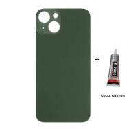 Vitre Arrière pour iPhone 13 Mini avec Gros Trou Vert et Adhésif