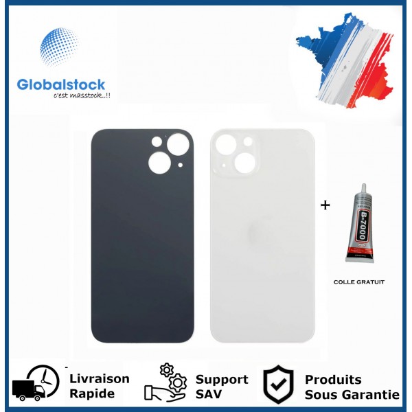 Vitre arrière iPhone 13 Mini blanc logo + ce