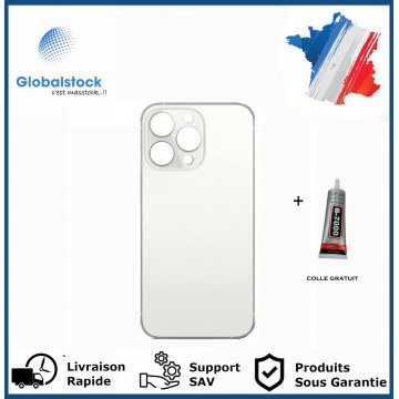Vitre arrière iPhone 13 Pro blanc logo + ce