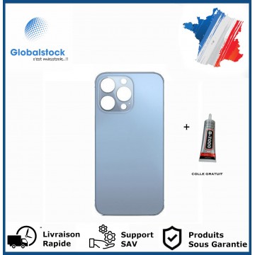 Vitre arrière iPhone 13 Pro bleu logo + ce