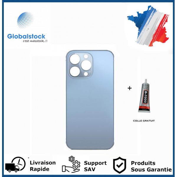 Vitre arrière iPhone 13 Pro bleu logo + ce