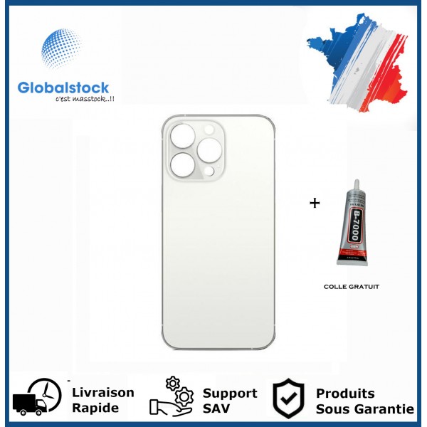Vitre arrière iPhone 13 Pro max blanc logo + ce