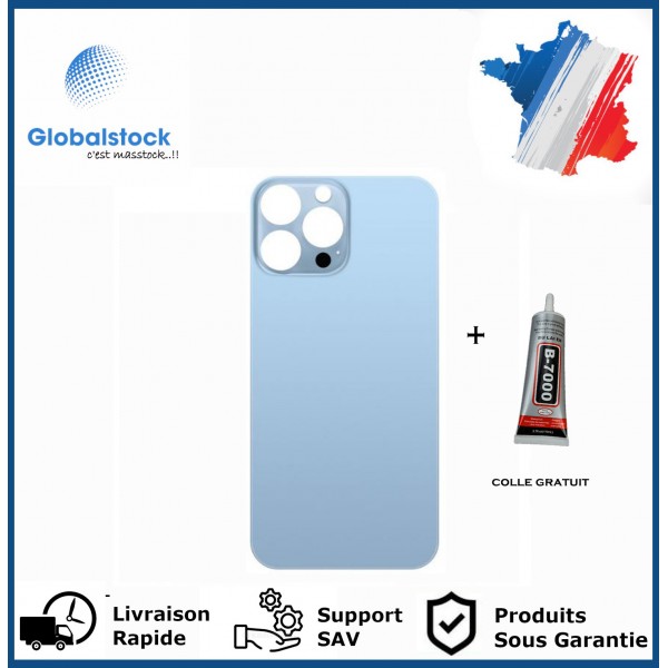 Vitre arrière iPhone 13 Pro max bleu logo + ce