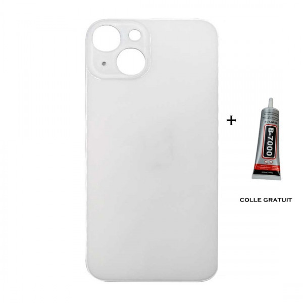 Vitre Arrière pour iPhone 14 avec Gros Trou Blanc et Adhésif