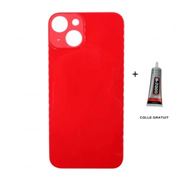 Vitre Arrière pour iPhone 14 avec Gros Trou Rouge et Adhésif