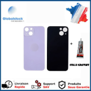 Vitre Arrière pour iPhone 14 Plus avec Gros Trou Violet et Adhésif