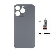 Vitre Arrière pour iPhone 14 Pro avec Gros Trou Noir et Adhésif