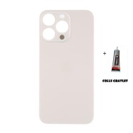 Vitre Arrière pour iPhone 14 Pro Max avec Gros Trou Or et Adhésif