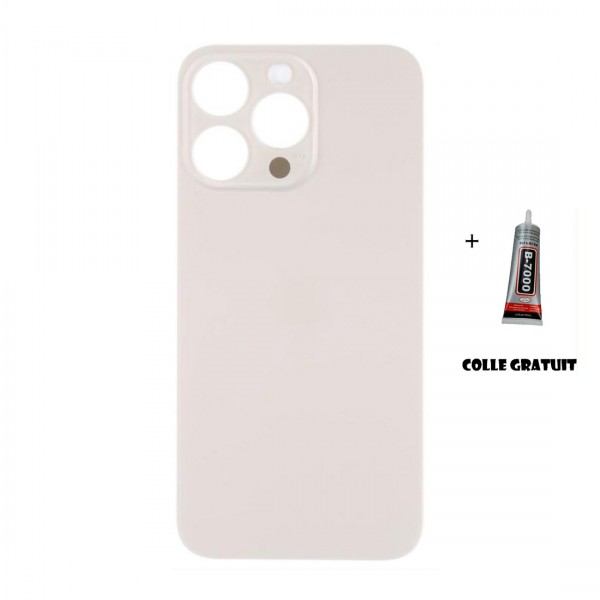 Vitre Arrière pour iPhone 14 Pro Max avec Gros Trou Or et Adhésif