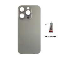 Vitre Arrière (Cache Batterie) pour iPhone 15 Pro Titane Naturel avec Gros Trou