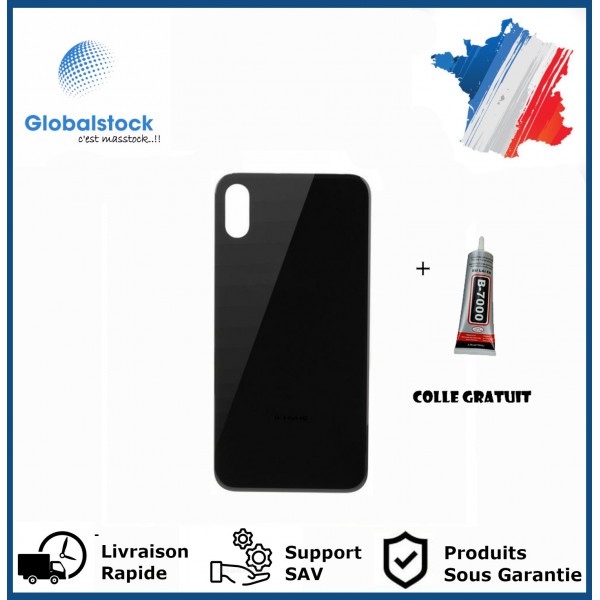 Vitre Arrière pour iPhone XS Max avec Gros Trou Noir et Adhésif