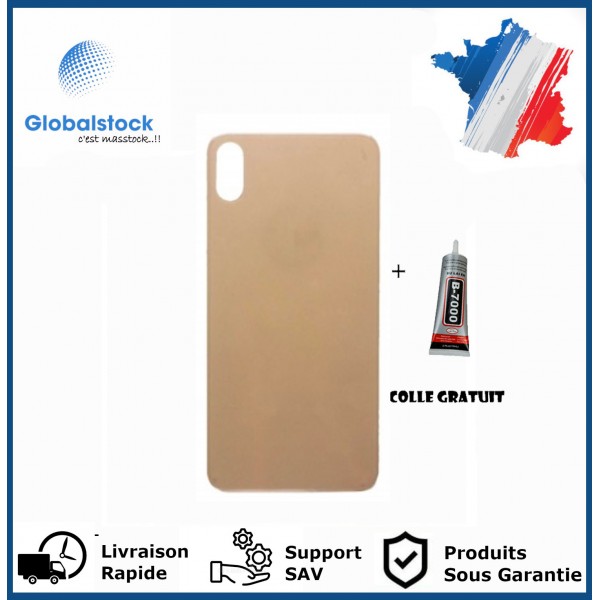 Vitre Arrière pour iPhone XS avec Gros Trou Or et Adhésif