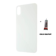 Vitre Arrière pour iPhone XS Max avec Gros Trou Blanc et Adhésif