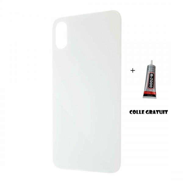 Vitre Arrière pour iPhone XS Max avec Gros Trou Blanc et Adhésif