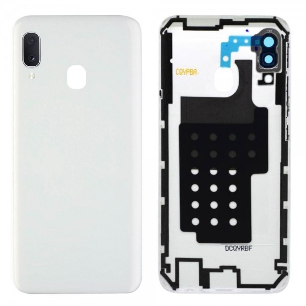 Vitre arrière avec lentille caméra pour Samsung Galaxy A20e Blanc