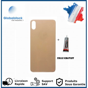 Vitre Arrière pour iPhone XS Max avec Gros Trou Or et Adhésif
