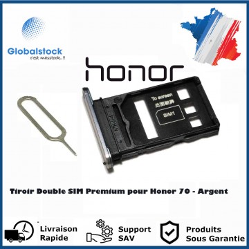 Tiroir Double SIM Premium pour Honor 70 - Argent