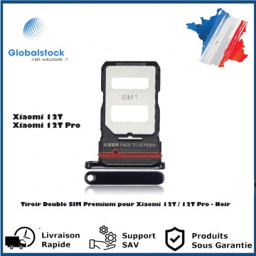 Tiroir Double SIM Premium pour Xiaomi 12T / 12T Pro - Noir