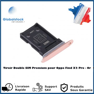 Tiroir Double SIM Premium pour Oppo Find X2 Pro - Or