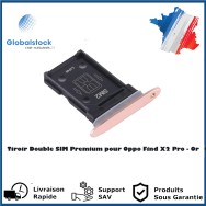 Tiroir Double SIM Premium pour Oppo Find X2 Pro - Or