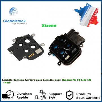Lentille Caméra Arrière avec Lunette pour Xiaomi Mi 10 Lite 5G - Noir (Avec Châssis)
