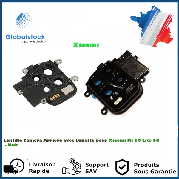 Lentille Caméra Arrière avec Lunette pour Xiaomi Mi 10 Lite 5G - Noir (Avec Châssis)
