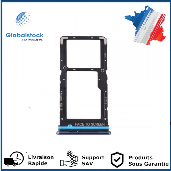 Tiroir Double SIM PREMIUM pour Xiaomi Mi 10T Lite - Bleu