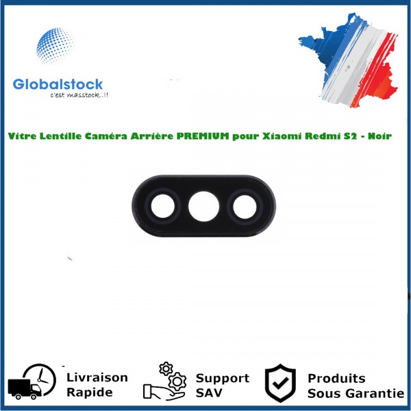 Vitre Lentille Caméra Arrière PREMIUM pour Xiaomi Redmi S2 - Noir