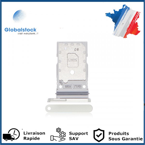 Tiroir Double SIM PREMIUM pour Samsung Galaxy S22 Ultra 5G - Blanc