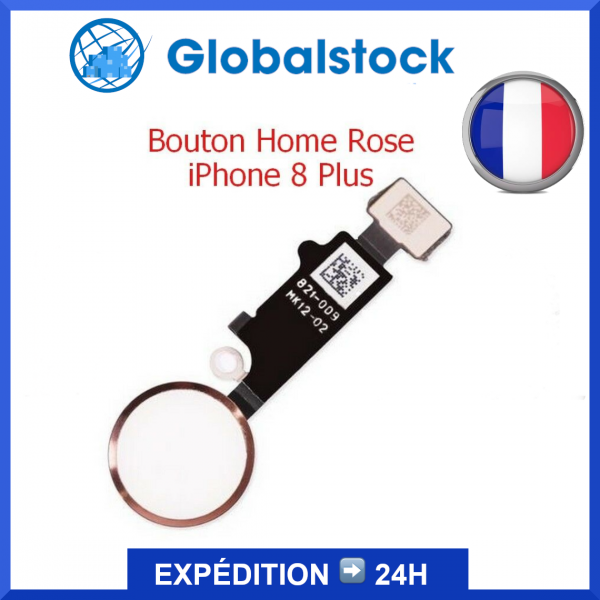 Bouton Home Principal avec Nappe Flex pour iPhone 8 Plus couleur  Rose Doré