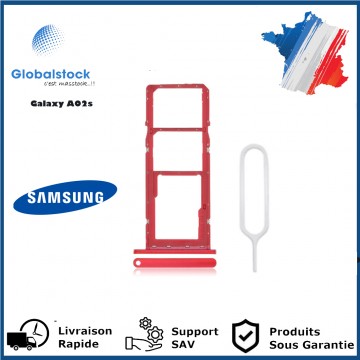 Tiroir Double SIM Premium pour Samsung Galaxy A02s - Rouge
