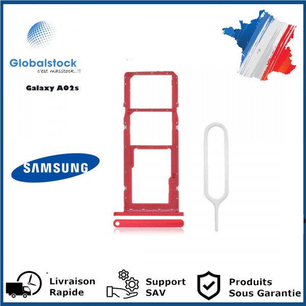 Tiroir Double SIM Premium pour Samsung Galaxy A02s - Rouge