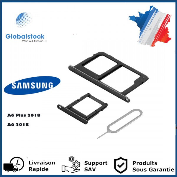 Tiroir Double SIM Premium pour Samsung Galaxy A6 Plus 2018 / A6 2018 - Noir