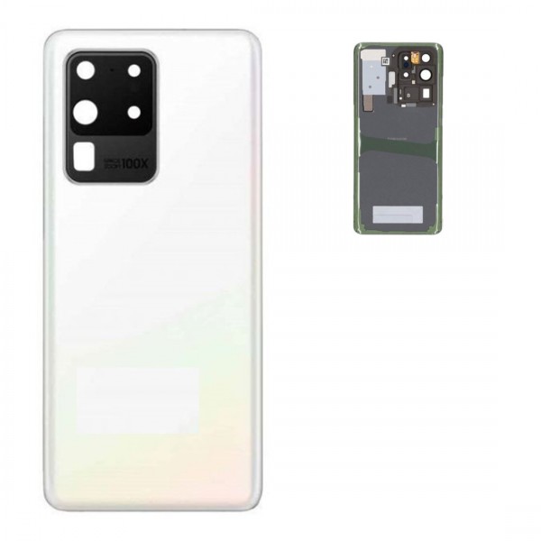 Vitre Arrière avec Lentille Caméra pour Samsung Galaxy S20 Ultra - Blanc