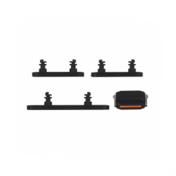 Boutons Latéraux Power et Volume Mute pour iPhone 15/15 Plus - Noir (4 pcs)