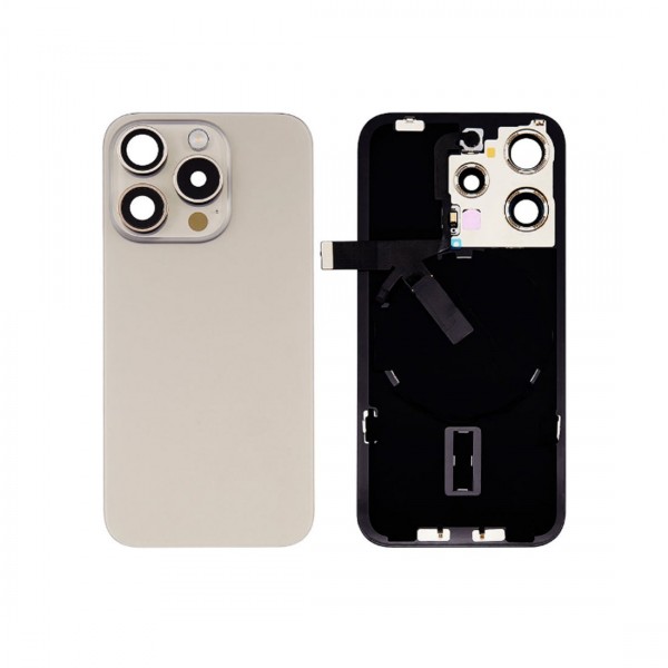 Vitre arrière iPhone 15 Pro Naturel Titane + Support - Envoi gratuit 24h