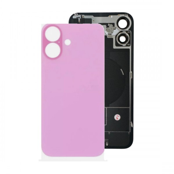 Vitre Arrière pour iPhone 16 Plus Rose avec Support et NFC