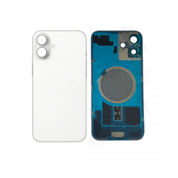 Vitre Arrière pour iPhone 16 Plus Blanc + Support Sans NFC