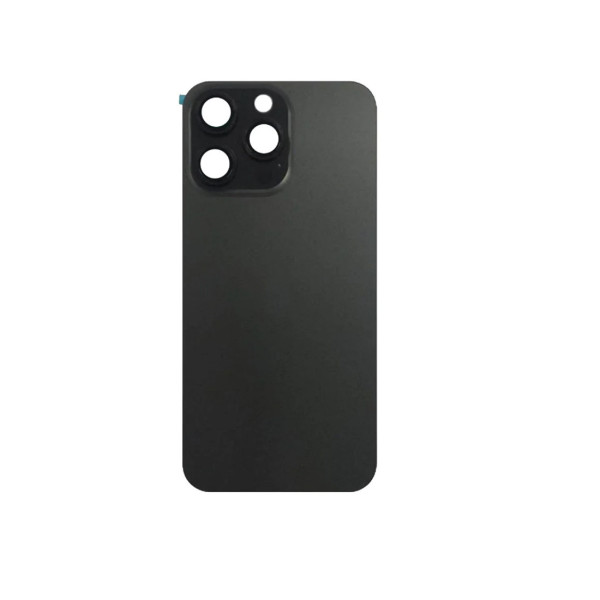 Vitre Arrière pour iPhone 15 Pro Max en Noir Titane avec Gros Trou
