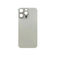 Vitre Arrière pour iPhone 15 Pro Max en Blanc Titane avec Gros Trou