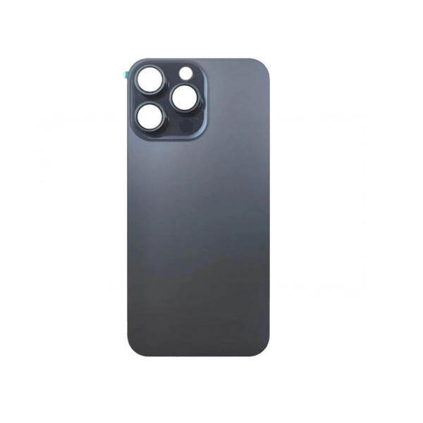 Vitre Arrière pour iPhone 15 Pro Max en Bleu Titane avec Gros Trou