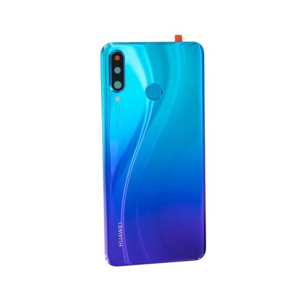 Vitre arrière Huawei nova 4e P30 lite 24M Bleu avec lentille caméra