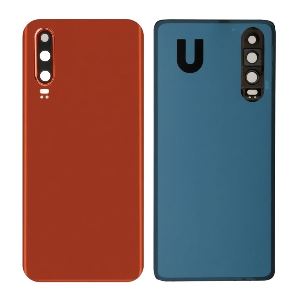 Vitre arrière Huawei P30 Orange avec lentille caméra
