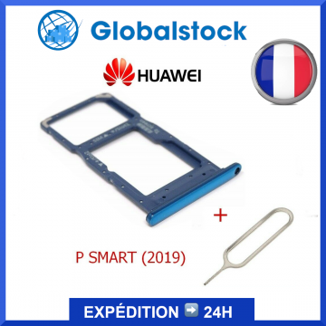 Tiroir SIM HUAWEI P SMART 2019 / Honor 10 lite - /BLUE Bleu - Envoi gratuit 24h
