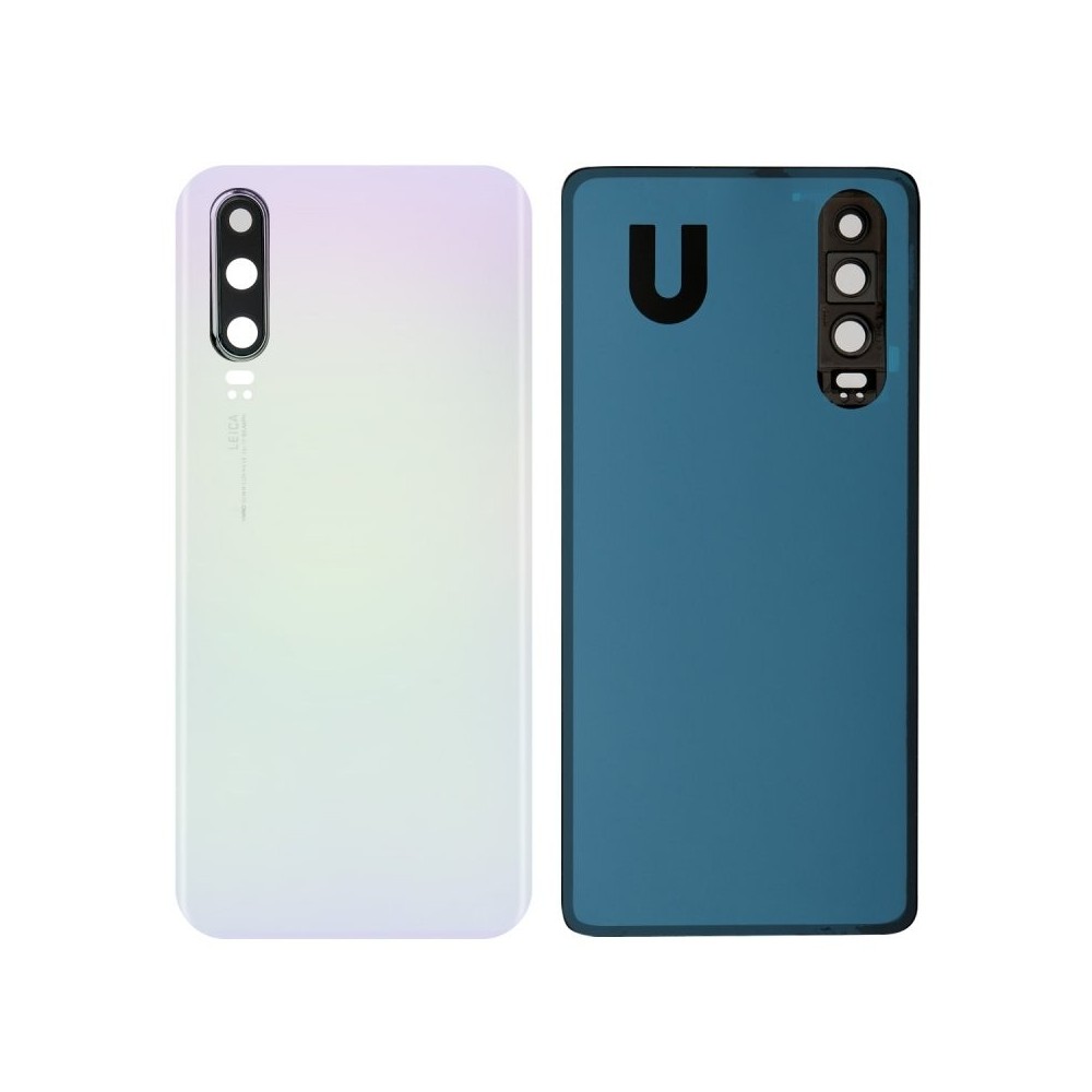 Vitre arrière Huawei P30 Blanc avec lentille caméra