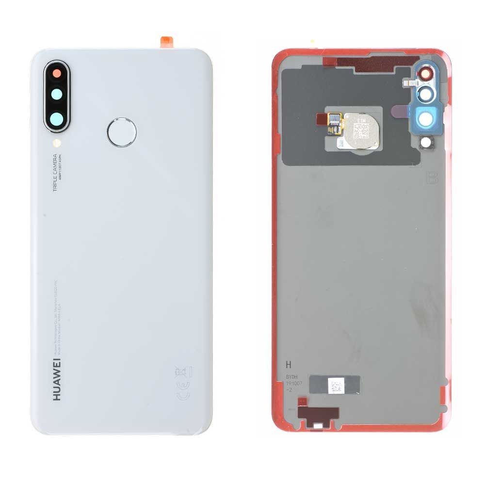 Vitre arrière huawei P30 lite Blanc avec lentille caméra