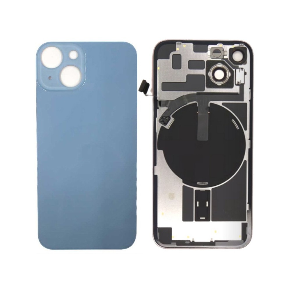 Vitre arrière iPhone 14 Bleu NFC avec support
