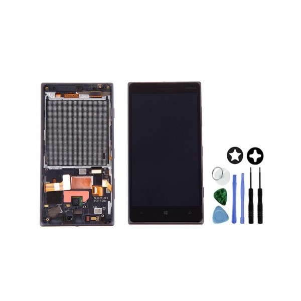 Ecran LCD + vitre tactile sur Châssis pour Nokia Lumia 830 Noir OEM
